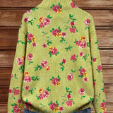 Lauren - Cardigan cu fermoar, model floral roz și lime — imagine 4