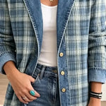 Leah - Jachetă din denim cu imprimeu artistic retro — imagine 3