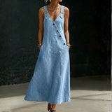Lena - rochie lungă din denim cu nasturi — imagine 1