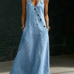 Lena - rochie lungă din denim cu nasturi — imagine 2