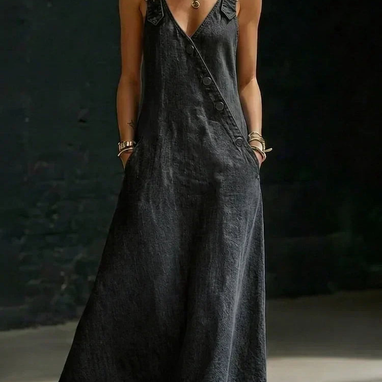 Lena - rochie lungă din denim cu nasturi — imagine 7