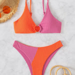 Leslie - Bikini cu talie înaltă, cu nervuri, în două nuanțe — imagine 4