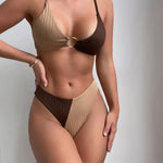 Leslie - Bikini cu talie înaltă, cu nervuri, în două nuanțe — imagine 8