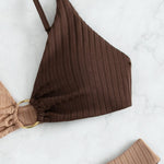 Leslie - Bikini cu talie înaltă, cu nervuri, în două nuanțe — imagine 10