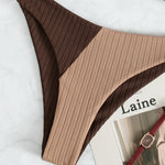 Leslie - Bikini cu talie înaltă, cu nervuri, în două nuanțe — imagine 11