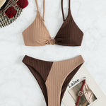Leslie - Bikini cu talie înaltă, cu nervuri, în două nuanțe — imagine 12