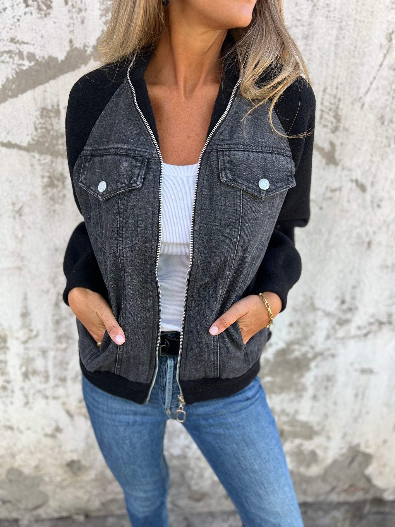 Leslie - Jachetă cu glugă din denim — imagine 4