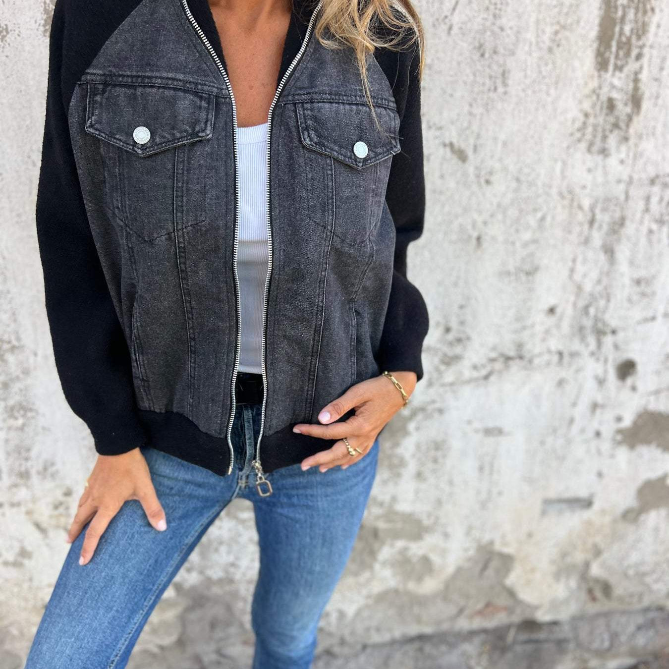 Leslie - Jachetă cu glugă din denim — imagine 5