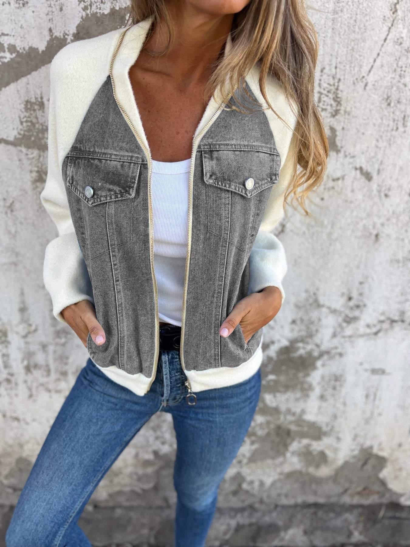 Leslie - Jachetă cu glugă din denim — imagine 7