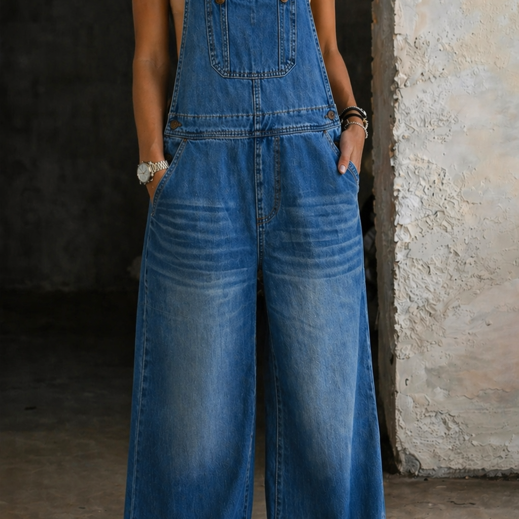 Liliana - salopetă din denim cu talie elastică — imagine 2