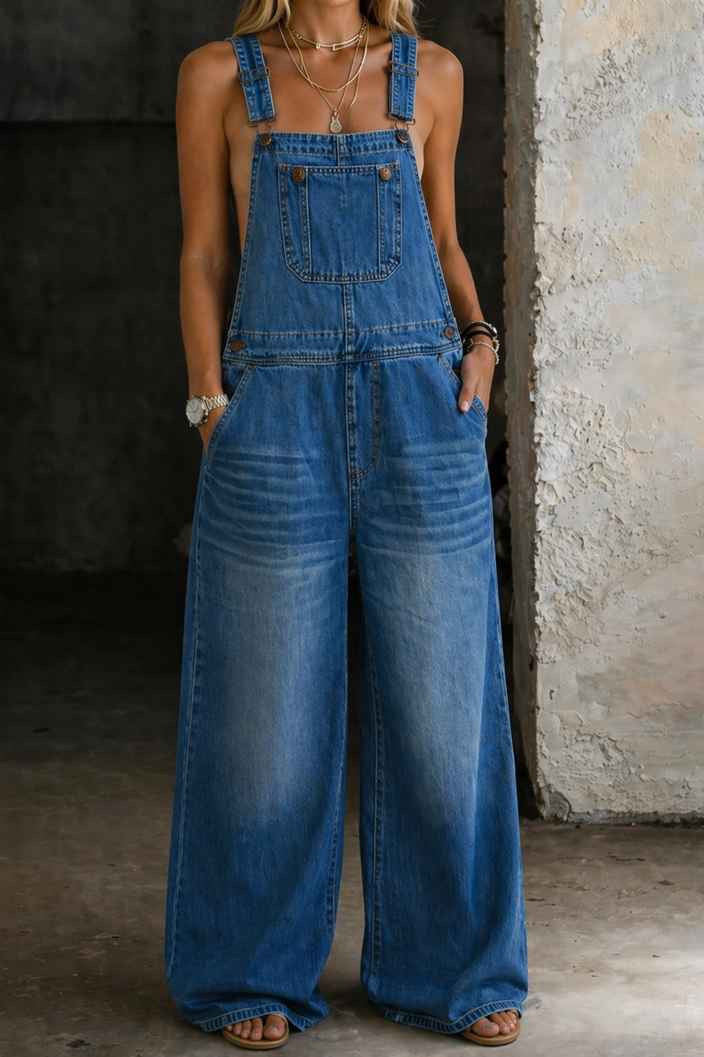 Liliana - salopetă din denim cu talie elastică — imagine 2