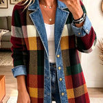 Lillian - Jachetă din denim cu blocuri de culoare în carouri — imagine 1