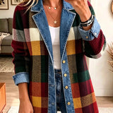 Lillian - Jachetă din denim cu blocuri de culoare în carouri — imagine 1