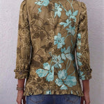 Lily - jachetă boemă cu volane, model retro cu imprimeu floral și gradient — imagine 2