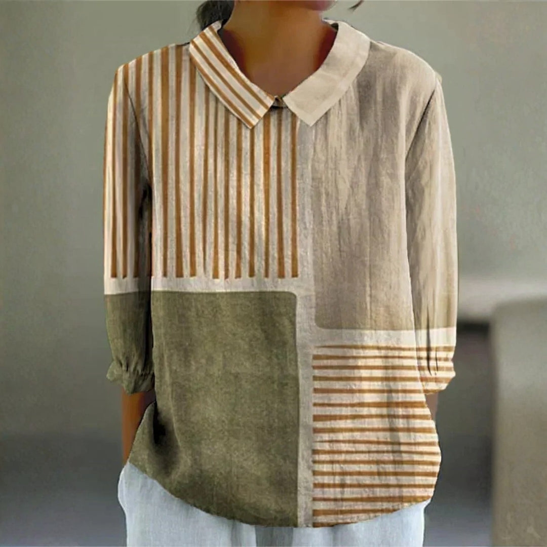 Lily - bluză cu dungi și model patchwork — imagine 1