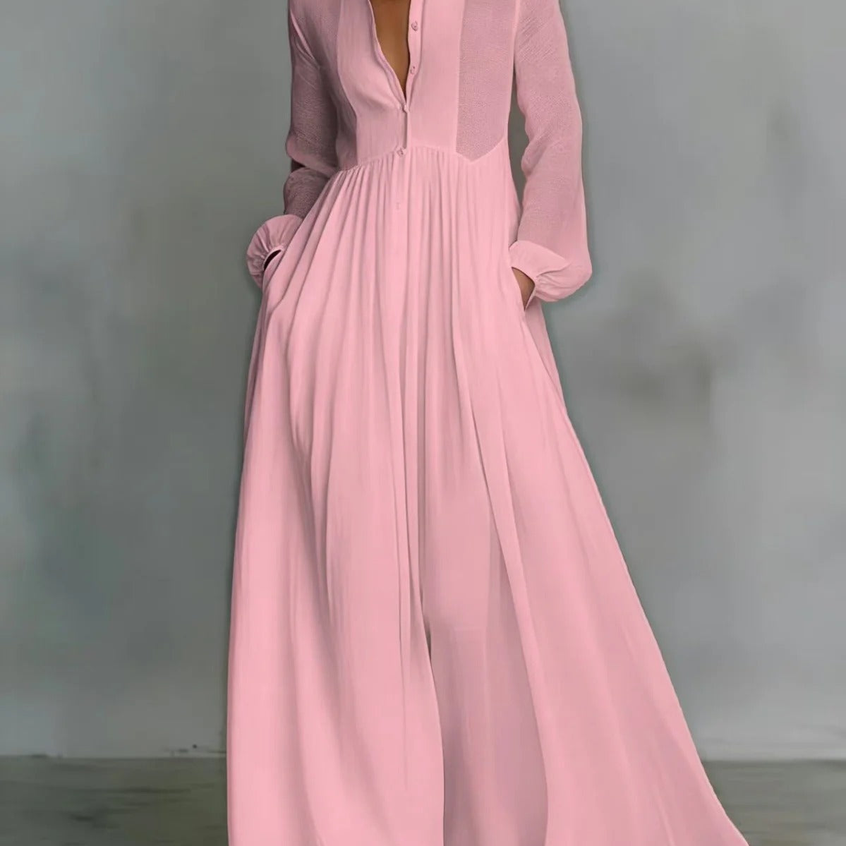 Lily - rochie maxi cu nasturi în față — imagine 1
