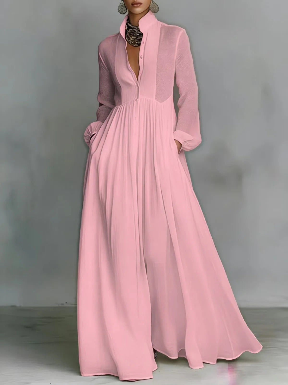 Lily - rochie maxi cu nasturi în față — imagine 1