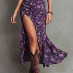 Lydia - Rochie midi cu mâneci bufante și imprimeu floral elastic, stil boho — imagine 4