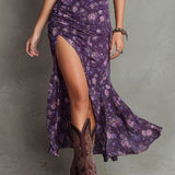 Lydia - Rochie midi cu mâneci bufante și imprimeu floral elastic, stil boho — imagine 4
