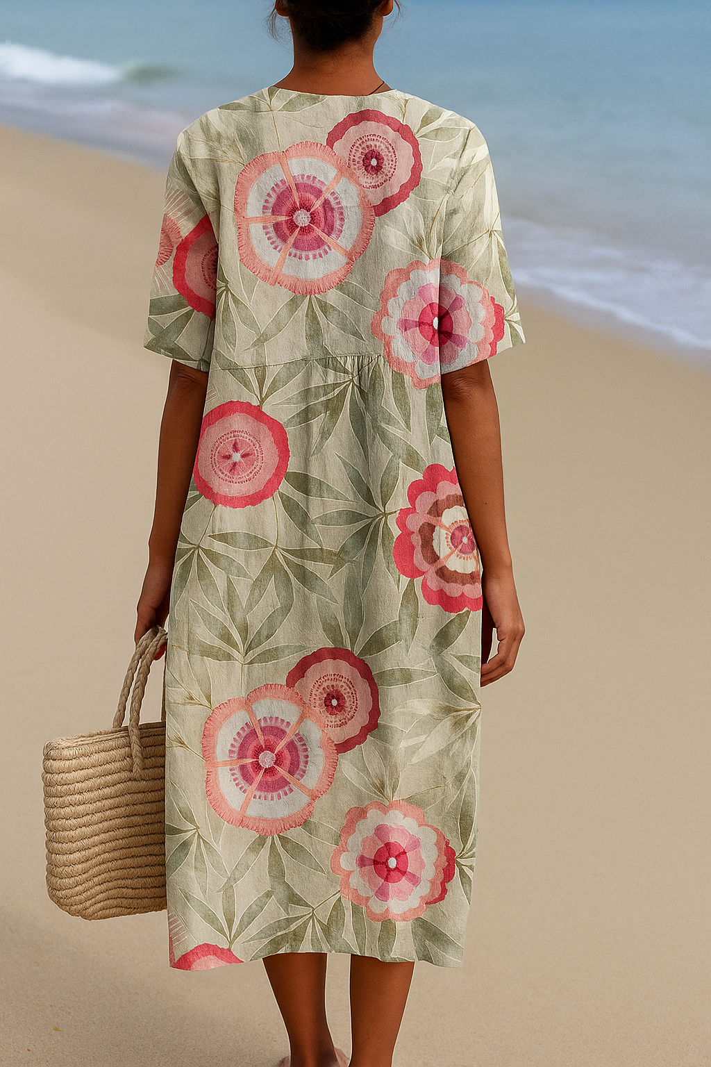 Lydia - rochie florală cu frunze și mandală — imagine 2
