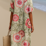 Lydia - rochie florală cu frunze și mandală — imagine 2