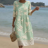 Lyla - rochie midi cu imprimeu de plante și flori — imagine 1