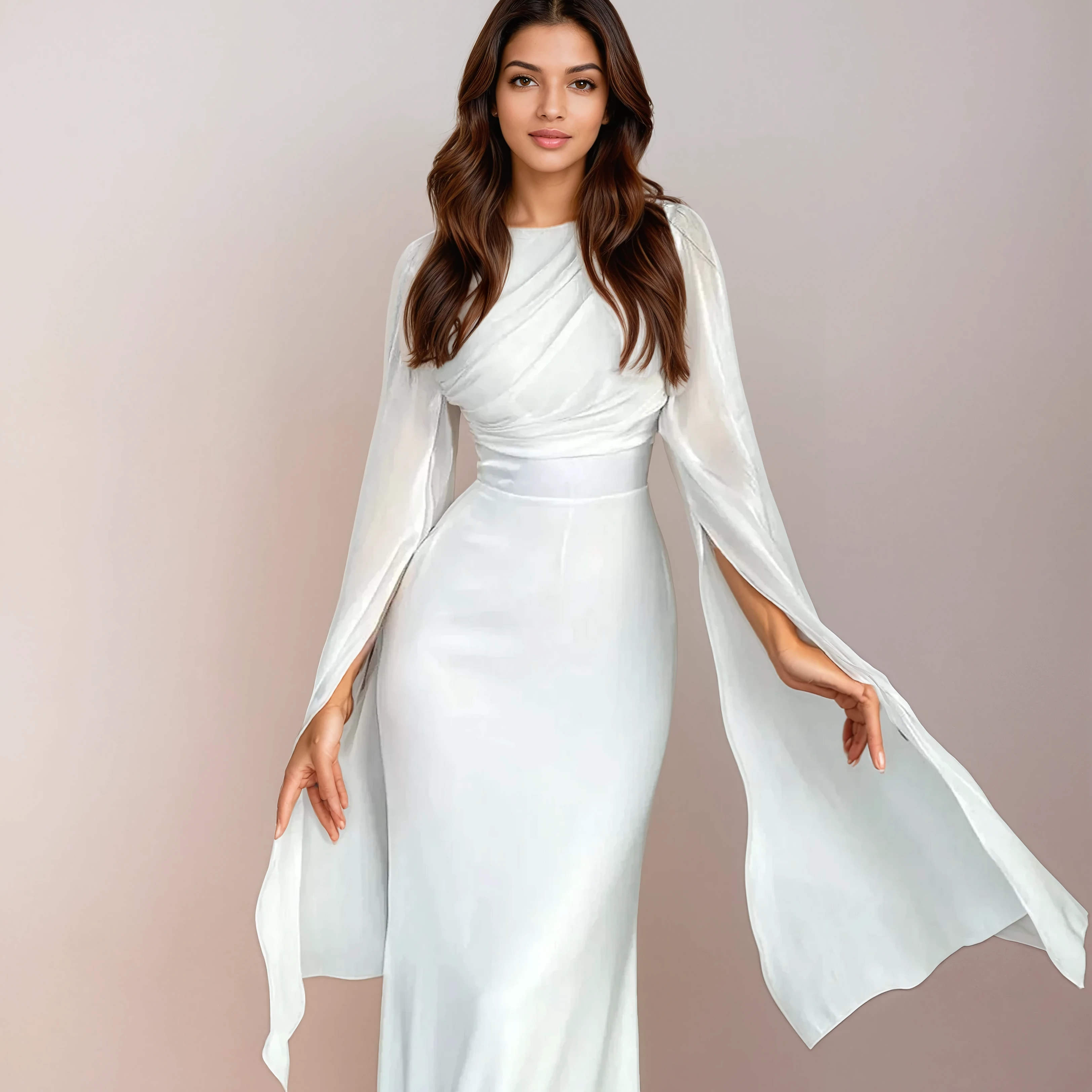 Macy - Rochie lungă din satin — imagine 2