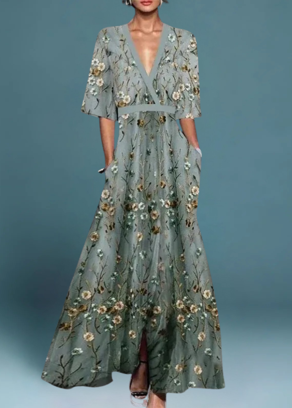 Madelyn - rochie maxi elegantă cu imprimeu floral — imagine 2