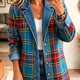 Sacou din denim cu imprimeu tartan Madison — imagine 1