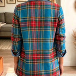 Sacou din denim cu imprimeu tartan Madison — imagine 2