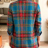Sacou din denim cu imprimeu tartan Madison — imagine 2