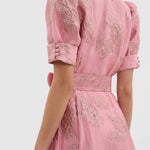 Margaret - rochie lungă din jacquard floral cu curea — imagine 6