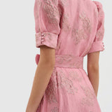 Margaret - rochie lungă din jacquard floral cu curea — imagine 6