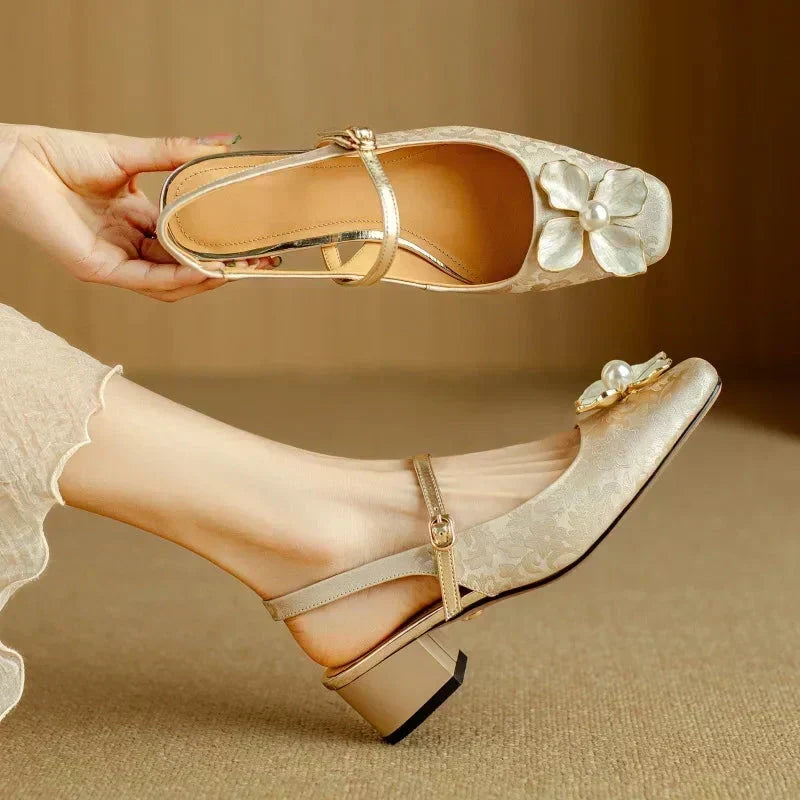Mathilde - pantofi eleganți pentru femei cu decor floral — imagine 3