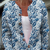 Maya - Cardigan retro cu imprimeu floral și nasturi în față — imagine 1
