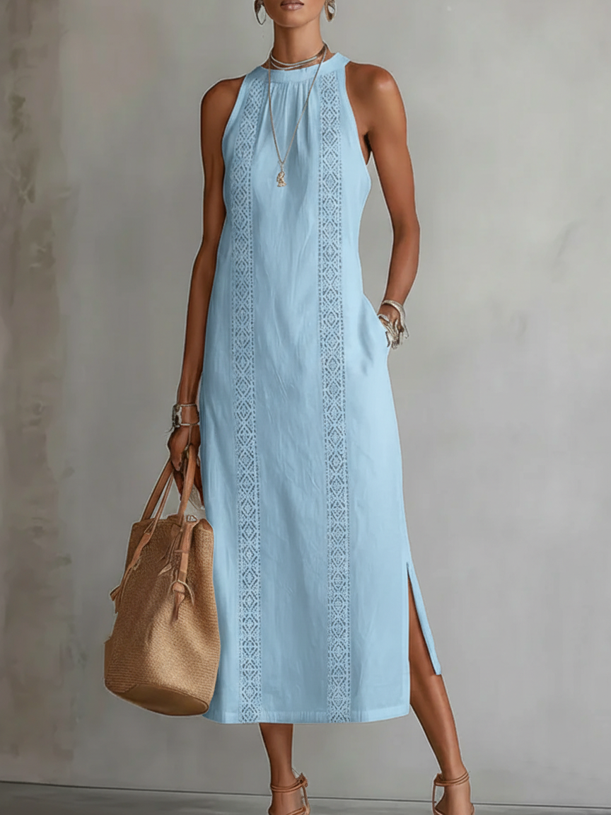 Maya - rochie midi fără mâneci cu detalii din dantelă — imagine 1