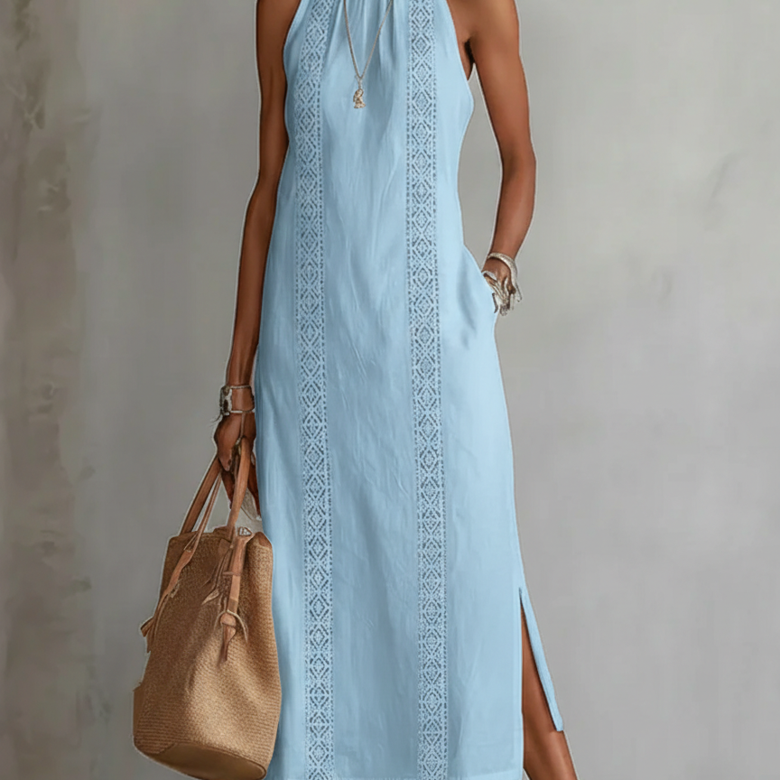 Maya - rochie midi fără mâneci cu detalii din dantelă — imagine 1