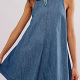 Melissa - rochie mini din denim fără mâneci, fără spate — imagine 3
