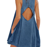 Melissa - rochie mini din denim fără mâneci, fără spate — imagine 4