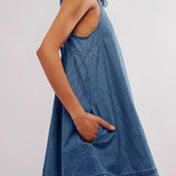 Melissa - rochie mini din denim fără mâneci, fără spate — imagine 5