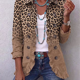 Mia - Palton retro cu volane și degrade leopard — imagine 1
