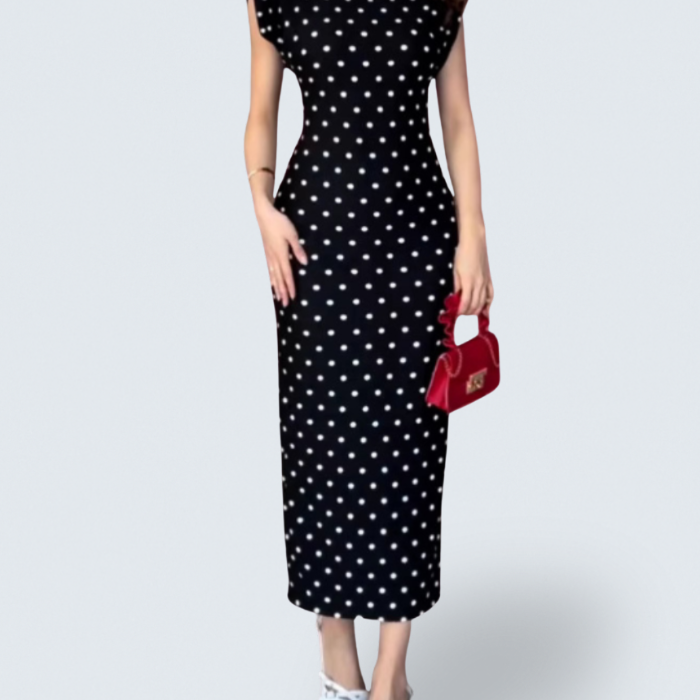 Miranda Dot - rochie elegantă cu decolteu în V și talie — imagine 1