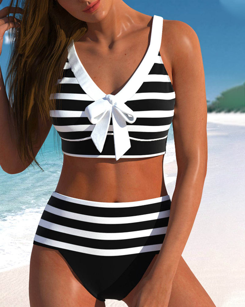 Molly - Bikini cu talie înaltă și dungi — imagine 1