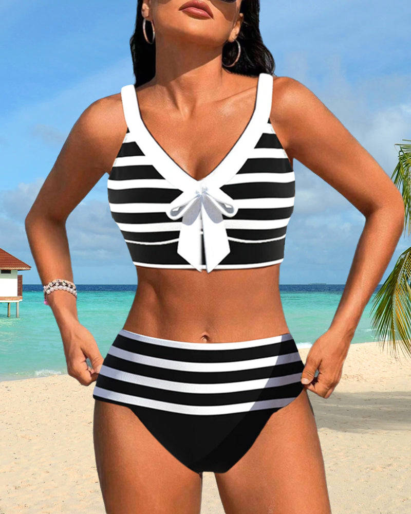 Molly - Bikini cu talie înaltă și dungi — imagine 3