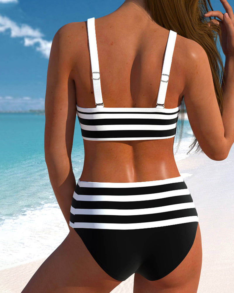 Molly - Bikini cu talie înaltă și dungi — imagine 5