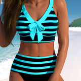 Molly - Bikini cu talie înaltă și dungi — imagine 6