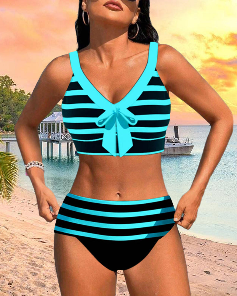Molly - Bikini cu talie înaltă și dungi — imagine 8