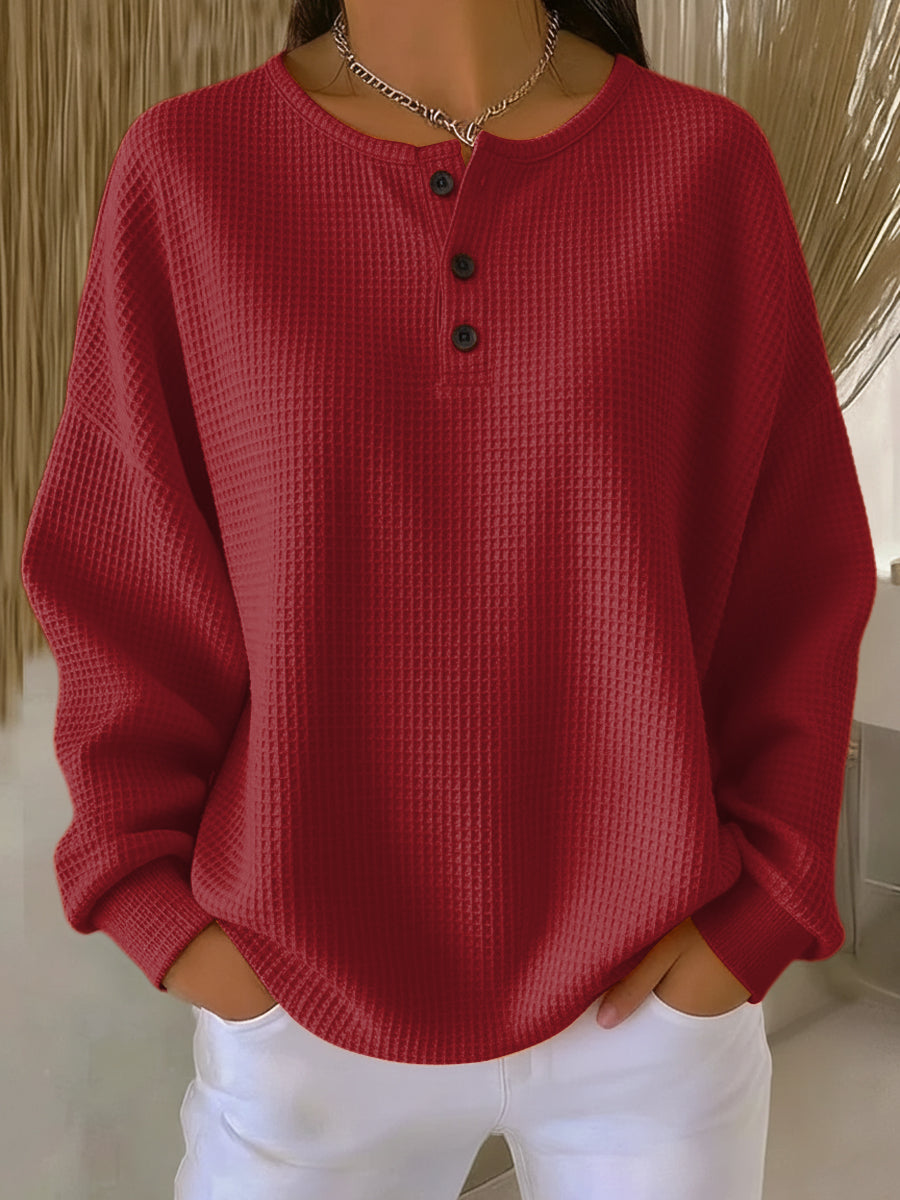 Pulover texturat Nancy – Henley — imagine 3