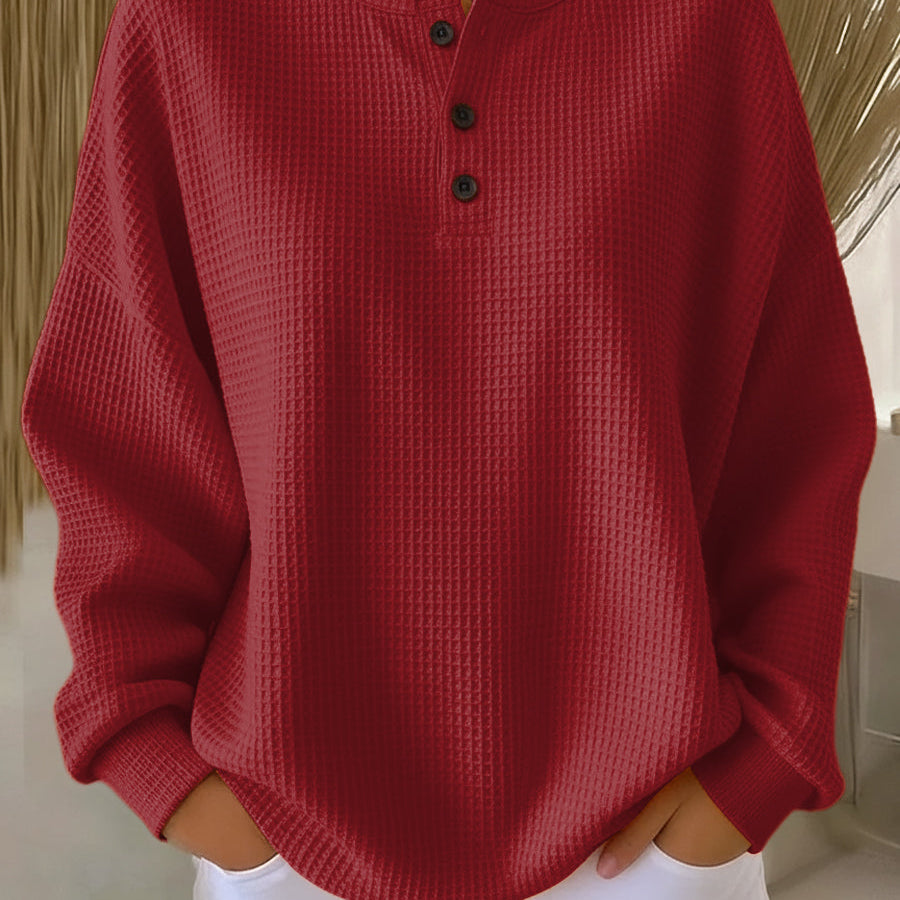 Pulover texturat Nancy – Henley — imagine 3