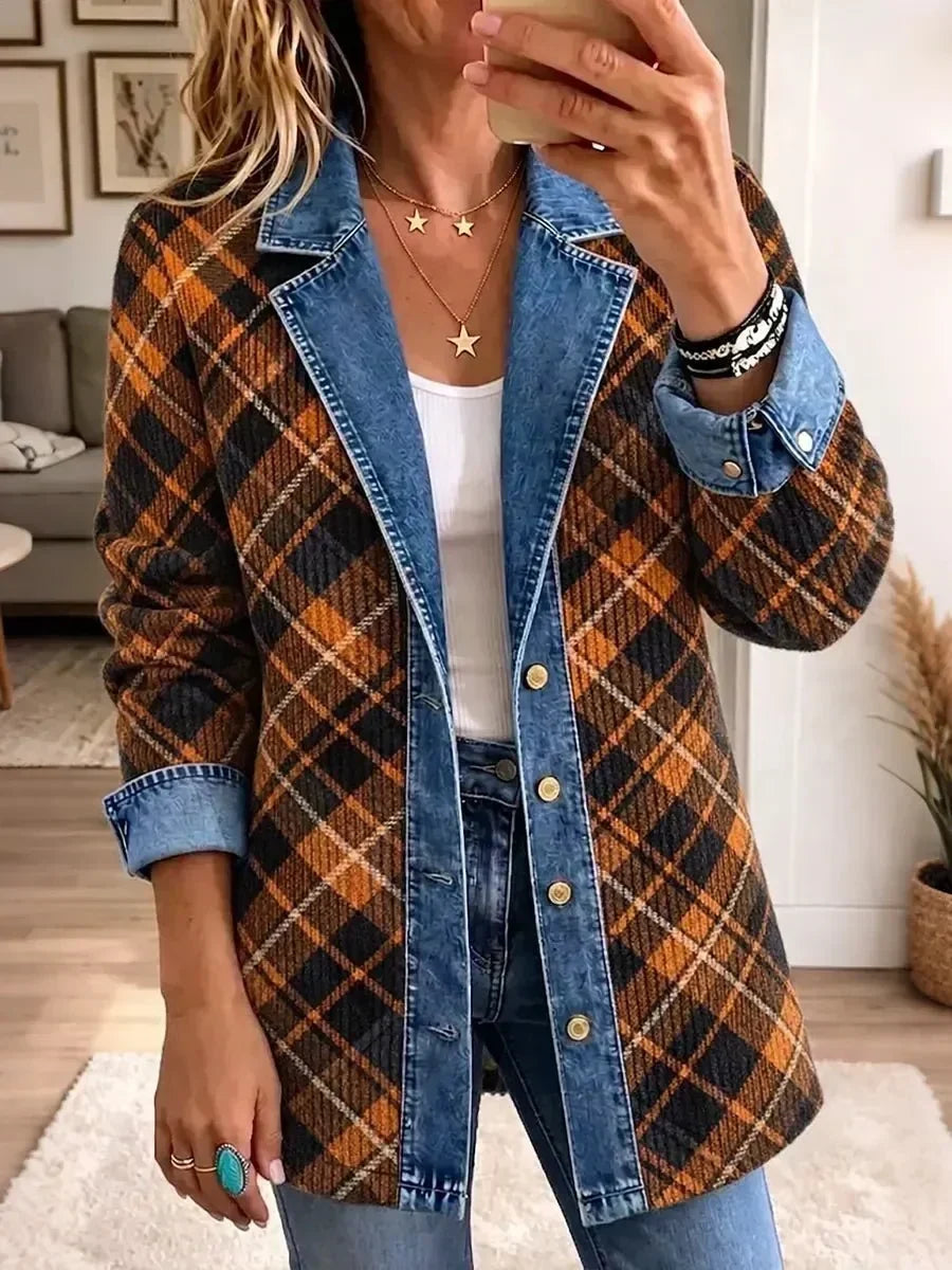 Naomi - Jachetă retro din denim block — imagine 1
